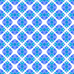Ethnic hand painted  pattern. Blue classy boho 