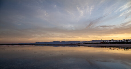 Fototapeta premium Beautiful background landscape at sunset by the sea.