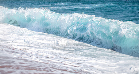 Beautiful raging seas with sea foam and waves