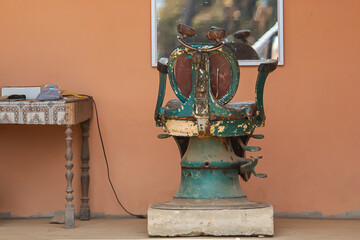 Antique barber chair at Vientiane, Laos