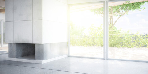 Empty Luxury Villa Interior Design - panoramic 3d visualization