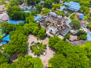 Aerial View above Ci Lake Park in spring, Huangshi, Hubei, China