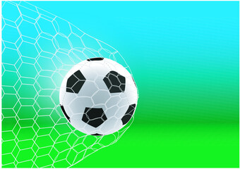 Fototapeta na wymiar Soccer game match goal moment with ball in the net.Vector illustration. 
