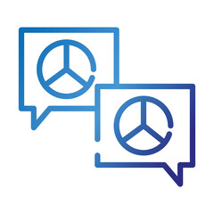 speech bubbles with peace and love symbols gradient style icon