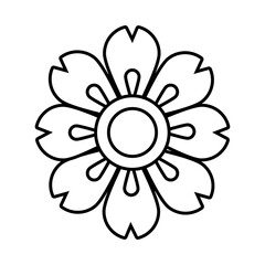 mid autumn decorative flower blue and yellow line style icon