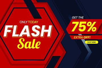 Vector graphic of Modern Flash Sale 75 Percent Banner Template. Perfect for Retail, Brochure, Banner, Business, Selling, etc