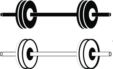 Dumbbell Icon on White Background. Vector illustration in black and white color.