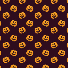happy halloween card with pumpkins faces pattern