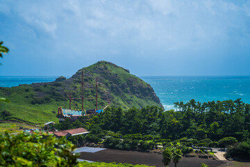 The calm scenery and sea of ​​Jeju Island in Korea