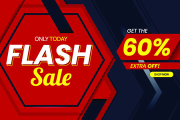 Vector graphic of Modern Flash Sale 60 Percent Banner Template. Perfect for Retail, Brochure, Banner, Business, Selling, etc