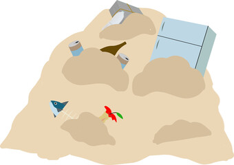 生ゴミ 空き瓶 段ボール 紙他ゴミのイラストセット Wall Mural Foolchico