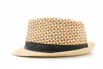 Vintage Straw hat isolated on white background.