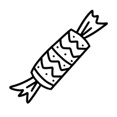 Sweet candy. Concept of Halloween, Christmas, New Year, birthday, sweets. Vector illustration in Doodle style. Design for greeting cards, menus, banners, printing and wrapping paper