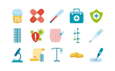 bundle of fifteen medical set icons