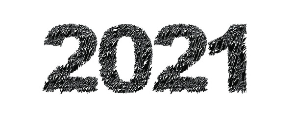 Shaken grunge design title 2021 for poster. Bumpy design number 2021 lettering. Vector illustration.