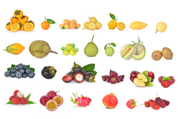 Creative layout made of fruits isolated on white background