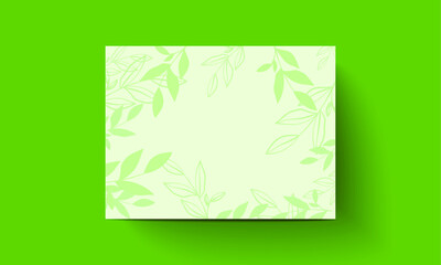 Fashion green vector poster with leafs on background. Flyer design content background. Design layout template. Corporate ornate invitation.