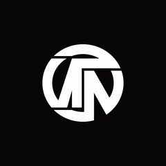 NN Logo monogram with rounded line swipe design template