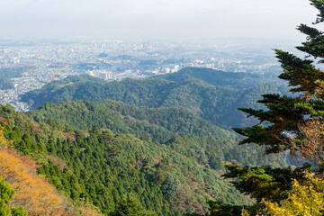 Naklejka premium view of central city of tokyo from the mount takao, tokyo, japan
