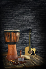 Djembe, percussion instruments & acoustic  guitar
