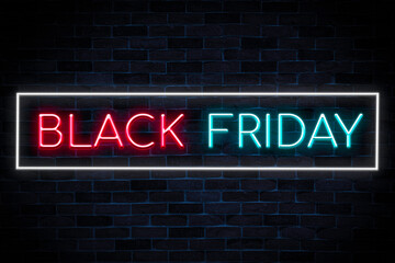 Black Friday sale neon flash light, bright signboard, season sale,discount price tag,neon sign,  light banner.