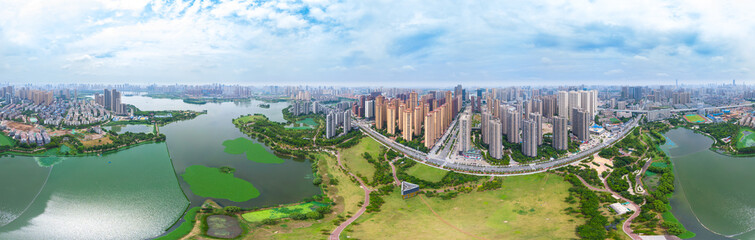 Fototapeta na wymiar Wuhan city skyline aerial photography in summer