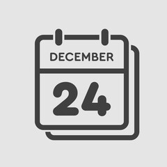 Calendar icon day 24 December, template icon day