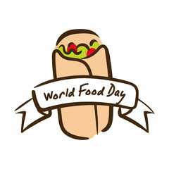 world food day celebration lettering with mexican burrito flat style