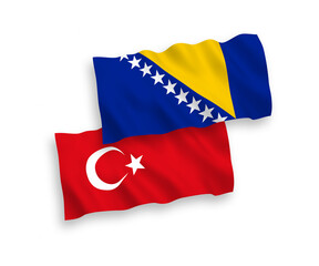 Flags of Turkey and Bosnia and Herzegovina on a white background