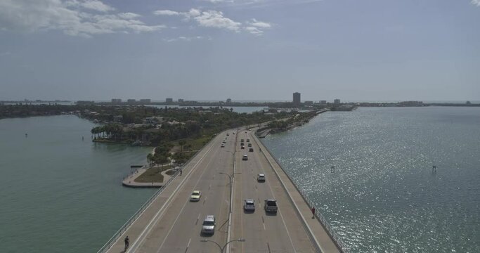 Sarasota Florida Aerial v9 low level over john ringling causeway towards bird key - DJI Inspire 2, X7, 6k - March 2020