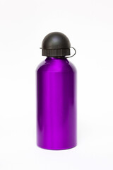 Purple thermos travel tumbler isolated on white background.