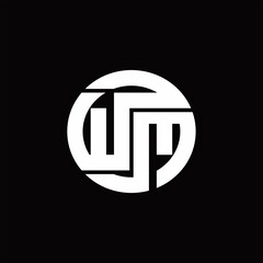 WM Logo monogram with rounded line swipe design template