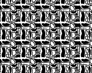Hand drawn black and white seamless abstract pattern  Illustration