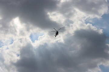helicopter flying in the sky