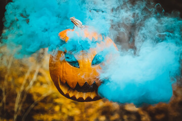 blue mist halloween pumpkin