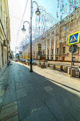 Obraz premium Bolshaya Dmitrovka 17 The building of the theater of Stanislavsky and Nemirovich-Danchenko in Moscow.