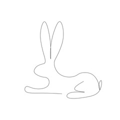 Bunny animal line drawing, vector illustration
