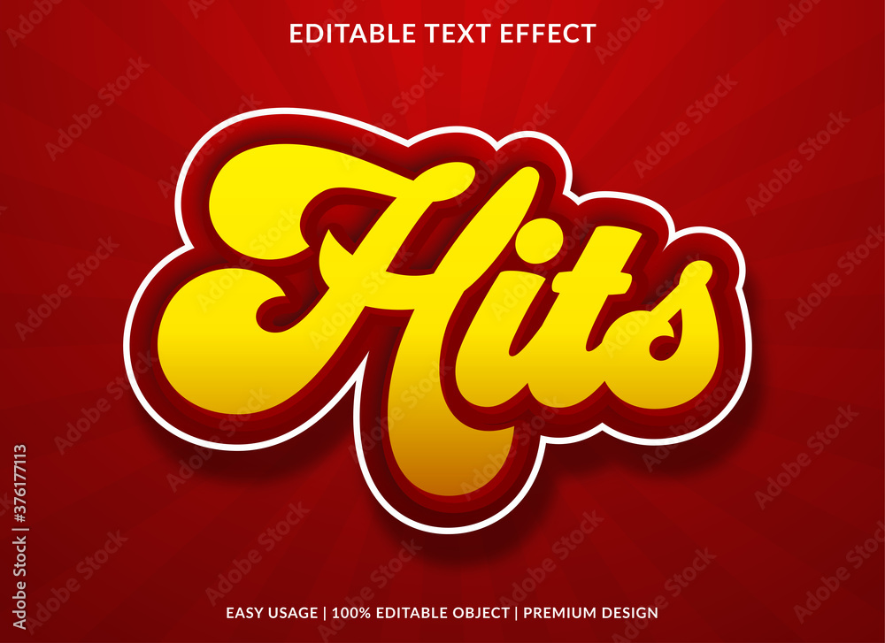 Fototapete hits text effect template design with bold font style and retro concept use for brand and business l