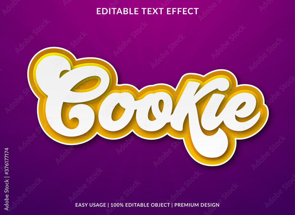 Fototapete cookie text effect template design with bold font style and retro concept use for brand and food log
