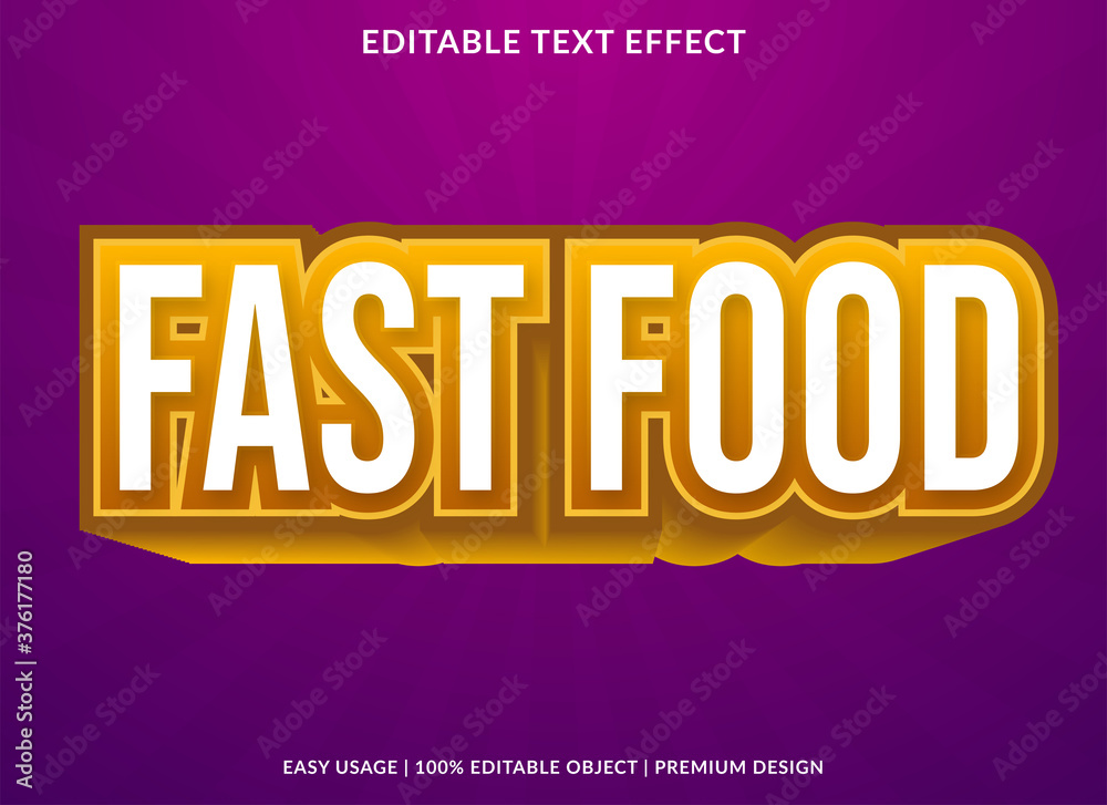 Fototapete fast food text effect template design with bold font style and modern concept use for brand and busi