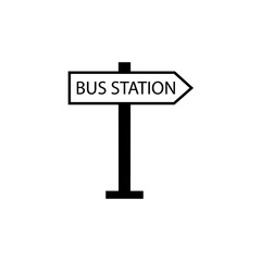 School bus station black sign icon. Vector illustration eps 10