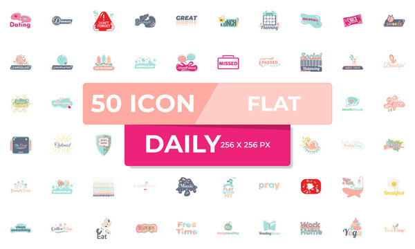 Minimalist Daily Icon, Symbol Templates Collection Set Of Vector For Social Media And Planner AI, EPS 10