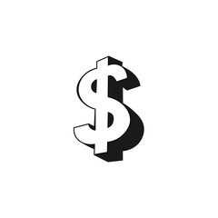 3d dollar sign black icon. Vector illustration eps 10