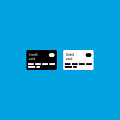 Credit card and debit card black sign icon. Vector illustration eps 10