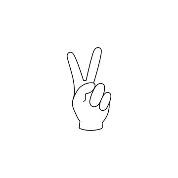Icon of black sign human hand showing two fingers. Vector illustration eps 10