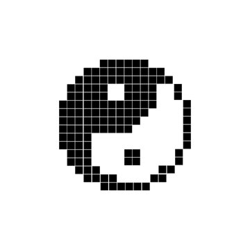 Yin yang sign icon made from squares. Vector illustration eps 10