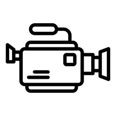 Film video camera icon. Outline film video camera vector icon for web design isolated on white background