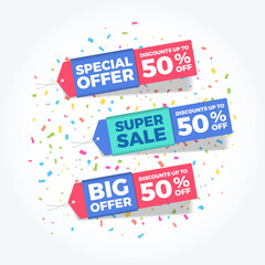 Special Offer. Super Sale & Big Offer 50% Discounts Shopping Tags