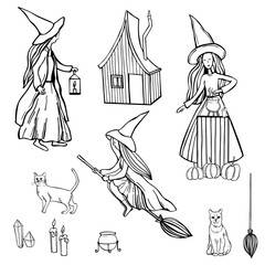 Halloween  witches. Vector  illustration.