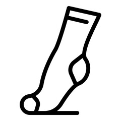 Long sock icon. Outline long sock vector icon for web design isolated on white background